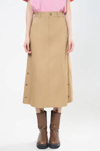 กระโปรงทรงเอเอวสูงสีกรมท่า กางเกงขายาวทรงเอ กระโปรงทรงเอเอวสูง ทรงเข้ารูป แฟชั่นฤดูใบไม้ร่วง 2025 สำหรับผู้หญิง