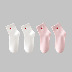 ถุงเท้าเด็กผู้หญิง ถุงเท้าข้อสั้นปักลายผ้าฝ้ายแท้ ถุงเท้าฤดูใบไม้ผลิและฤดูใบไม้ร่วงแบบบาง สีขาว ถุงเท้าเจ้าหญิง ถุงเท้าเด็กผู้หญิง