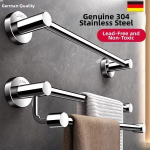 ZHENMIAO | Stainless Steel Towel Rack Single and Double Bars No Drilling Bathroom Storage Rod