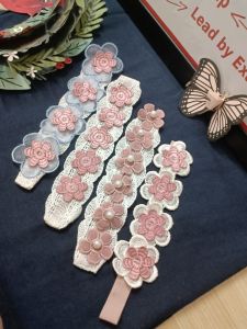 Băng đô turban hoa thêu cho bé gái màu trang nhã được làm thủ công chất thun co giãn tốt bé không khó chịu khi đeo