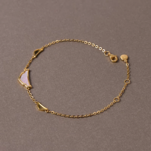 Chow Sang Sang 周生生 999 Pure Gold MINTYGREEN Mother of Pearl Bracelet for Women 18cm 95733B