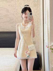 CHANGTONG | French Rich Doll Collar Waist Slimming Short Dress Summer