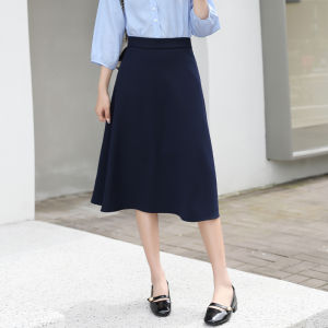 Slimming High Waist A-Line Suit Skirt for Pear Shaped Women Midi Length Business Commute Polyester Fiber Zipper Closure Skirt