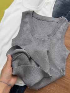HUOLISI | Gray Breathable Thin Ice Silk U Neck Knit Camisole