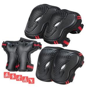 6PCS Knee Pads Elbow Pads & Wrist Guards Set - Thicken Breathable Safety Gear for Skateboarding Roller Skating Inline Skating