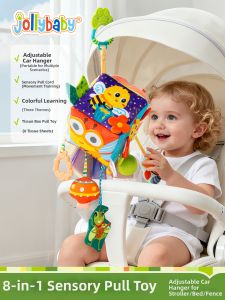 Jollybaby | Pull Rope Rattle Toy with Tissue Box Baby Carriage Hanging Toy