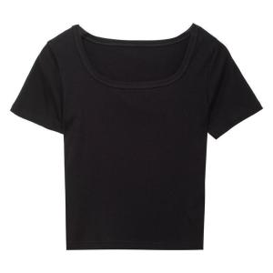 Áo Thun Nữ Tay Ngắn Cổ Vuông Ôm Vừa Vặn Mùa Hè Thiết Kế Mới Tinh Tế Áo Lót Thời Trang Cotton Pha Trộn Thường Ngày