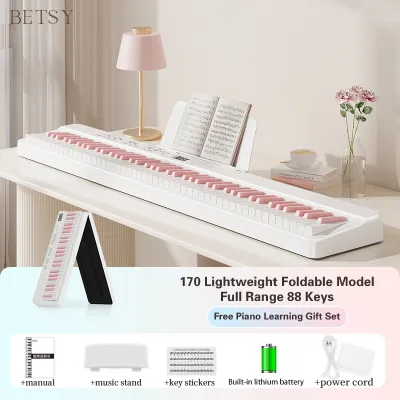 (COD Local Warehouse Shipping) BetsyB170 88Keys Foldable Electronic Piano Portable Clear Sound Beginners Students Kids Home Outdoor Birthday Gift