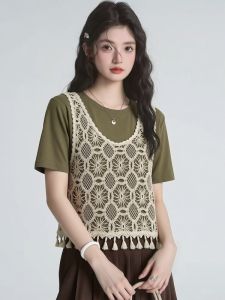AIYITI | Fashionable Attractive Hollow-out False Two-pieces Tshirt