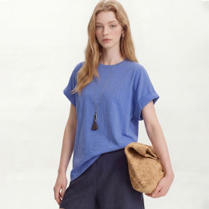 Round Neck Short Sleeve T-Shirt Women Flared Sleeve Design Summer Casual Wear