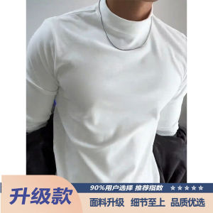 เสื้อยืดคอกลมแขนยาวสีขาว ทรงหลวม สำหรับผู้ชาย ฤดูใบไม้ร่วง/ฤดูหนาว อบอุ่น เสื้อชั้นใน ดีไซน์สไตล์อเมริกัน Cleanfit