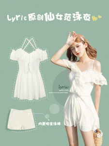 2025 New Womens One-Piece Swimsuit Skirt Style Conservative Meat Covering Slimming Trendy Student INS Hot Spring Leisure Swimsuit