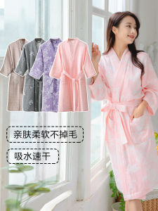 Pure Cotton T-Shirt Bathrobe Quick Dry Absorbent Bath Towel Long Style Sleepwear for Men And Women Home Swimming Shower Spa