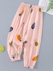 Lightweight Cotton Silk Mosquito-Resistant Lantern Pants for Girls Summer Childrens Clothing Breathable Sleepwear Air Conditioner Pants