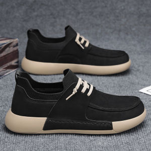 Mens Slip-On Canvas Shoes Summer Breathable Lazy Canvas Trendy Sports Casual Beijing Style Low Help Glue-Welded Rubber Outsole