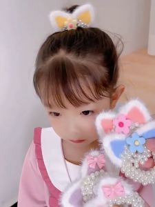 Zaman Now - Ikat Rambut Anak Lucu Motif Telinga Kucing Gaya Korea Import / Ikat Rambut Anak Gaya Korea / Ikat Rambut Mutiara Import