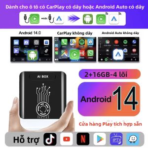 Android 14 TV Box 8 Nhân 4G LTE Không Dây CarPlay Android Auto Adapter Cắm Là Chạy Cho Youtube Netflix Phụ Kiện Ô Tô