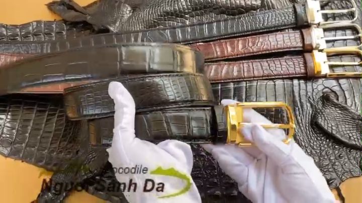 Thắt lưng da cá sấu liền bụng khóa thép không gỉ, dây nịt da cá sấu liền Người Sành Da - Hàng chuẩn cao cấp về chất da và gia công