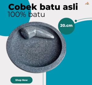 COBEK bubut BATU ASLI termurah uk  20cm bonus ulekan