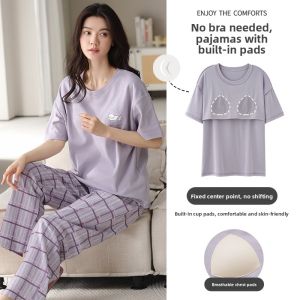 Miiow | Catwoman 100% Cotton Womens Sleepwear Summer New Style Short Sleeve Two-Piece Set Home Clothes Can Be Worn Outside Sweet Cute Style