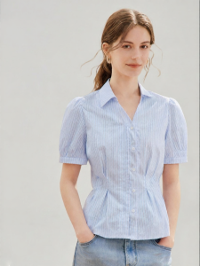 INMAN | French V-Neck Waist-Fitted Shirt