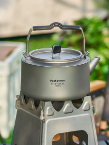 ไทเทเนียมแบบพกพากาต้มน้ํากลางแจ้ง Camping ชุดชาไทเทเนียมกาต้มน้ําหม้อกาแฟ เรียบง่าย สไตล์ Travel Gear