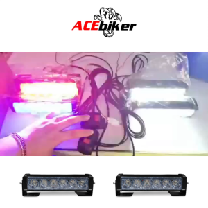 ACEbiker 2pcs 6LED Lights White-White/Red-Blue Blinker Steady And Strobe Warning Light 2x6