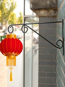 Lantern Bracket Iron Decoration Balcony Hanger Outdoor Flower Rack Wall Hanging Flower Basket Wall Mount Green Radish Hook