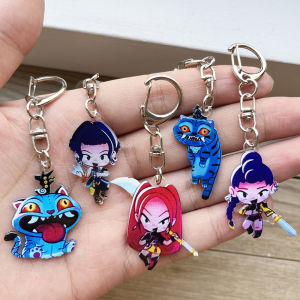 5PCS Kpop Demon Hunter Keychain Cute Huntrix Derpy Tiger Acrylic Keyring Bag Charm Accessories Cartoon Gift for Fans