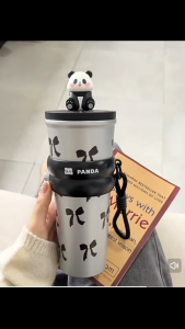 750ml เเก้วเก็บเย็นน่ารักสเเตนเลส 316ถ้วยฟางสเเตนเลสถ้วยฉนวน กันความจุขนาดใหญ่ ลายการ์ตูนเเพนด้า เเก้วเก็บความเย็น-ร้อนได้