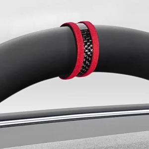 1pc Car Steering Wheel Top Center Marker Strip Trim for Tesla Model 3 Highland 2024 Model Y X S Car Interior Real Carbon Fiber