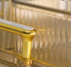 Toples Plastik Lebaran & Nampan Tempat Kue Fruit Plate: Amber Green Storage Jar with Tray 6 Grids