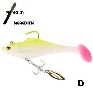 MEREDITH Mồi Câu Quay 10cm/12cm Có Móc Kim Loại T-Tail Jig Mồi Lưỡi Dao Bằng Đồng Thìa Nước Ngọt Bass Wobbler Swimbait Bộ Mồi Mềm