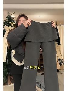 Quần Ống Rộng Cạp Cao Thiết Kế Cao Cấp Cho Nữ Mùa Xuân 2025 Quần Dài Ống Rộng Cạp Cao Che Mông Quần Dài Thường Ngày