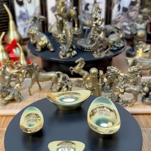 Tượng Đồng Thau Kiểu Dáng Thỏi Vàng May Mắn (Kích thước: 4 Size)