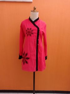 atasan wanita pink terang M tunik lengan panjang tebal corduray tunik