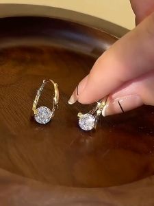 Original Saudi Gold 24k Nasasangla Pawnable Earrings for Women Gift Earrings Hypoallergenic Round Zircon Opal Jewelry Girlfriend Birthday Gift