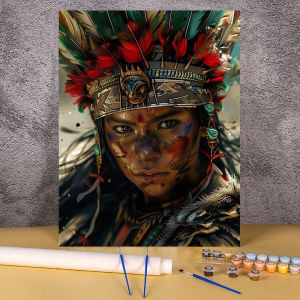 KAYOU | Adults Diy Acrylic Paint By Numbers Indian Girl Picture for Drawing on Canvas Hand Painted Wall Art Painting for Living Room