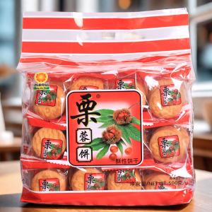 HongDa Chestnut Paste Biscuits 500g Crispy Roasted Chestnut Flavor Office Leisure Tea Accompaniment Childhood Snacks
