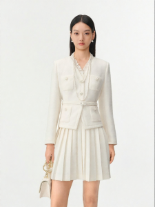 Koradior | Fashionable Elegant Pleated Falsely Two-Piece Women Dress