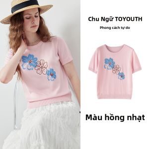 Toyouth | Đầm Kniết Pha Tencel Viền Ren Lãng Mạn