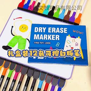 EZYLITTLES 12 Pcs Waterproof Whiteboard Marker Pen Sets Erasable Colorful Kids Graffiti Painting Drawing Pen