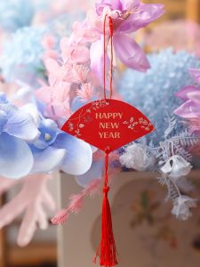 Chinese New Year Handmade DIY Floral Decorations Festive Fortune Bucket Materials Single Page Style Retro Design Cards