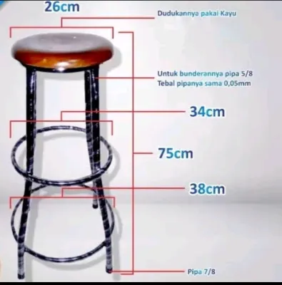 kursi bakso 75cm / bangku cafe / kursi besi / kursi kayu / kursi