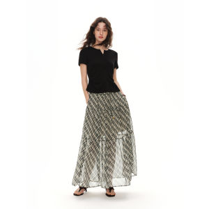 DUSHU | Plus Size Waist-Cinching Round-Neck Simple Tee Shirt