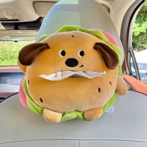 Car Mounted Plush Tissue Box Handrest Compartment Cute Cartoon Interior Decoration Creative Soft Tissue Box Car Accessories