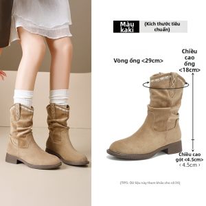 Agsdon | Giày Bốt Cổ Ngắn Đế Dày Phong Cách Retro Tây Bộ Mới Thu