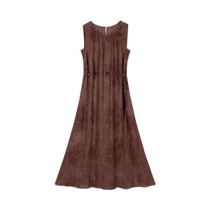 Summer Anti-Aging Vest Dress Vintage High Waist Long Skirt Lightweight Draping Belly Covering Midlife Womens Fashion