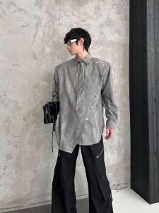Áo Sơ Mi Nam Dáng Rộng Tay Dài Có Đệm Vai Kèm Theo Thắt Lưng Marthenaut Thiết Kế Độc Đáo Thường Ngày Thời Trang Mùa Hè 2025