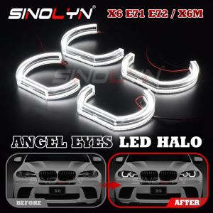 Dual Color DRL LED Angel Eye Halo Ring For BMW X6 E71 E72 X6M 2008-2014 Xenon Headlight DTM M4 Style Turn Signal Switchback Daytime Running Light For Car Lamp Accessories Retrofit